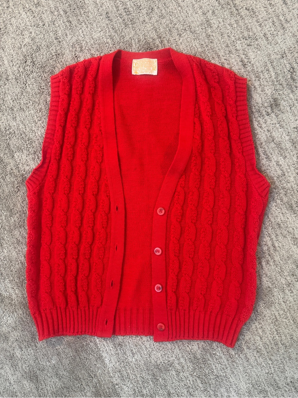 Pendleton Vintage Red Wool Cable Knit Button-Front Sweater Vest M